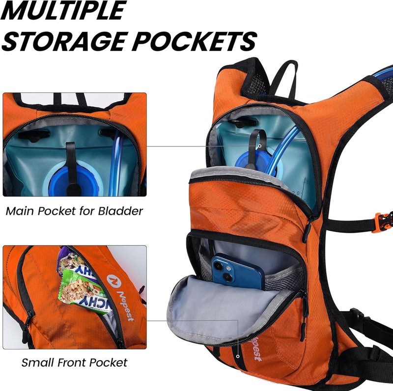 Nepest Hydration Pack Backpack for Women & Men, Lightweight Water Backpack with 2L Water Bladder for Hiking Cycling Running Biking - Image 4